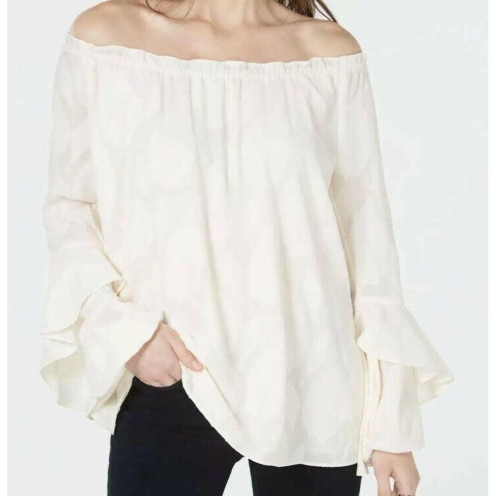Michael Kors Women's Blouse White Ivory‎ Size XS Off Shoulder Tunic NWT